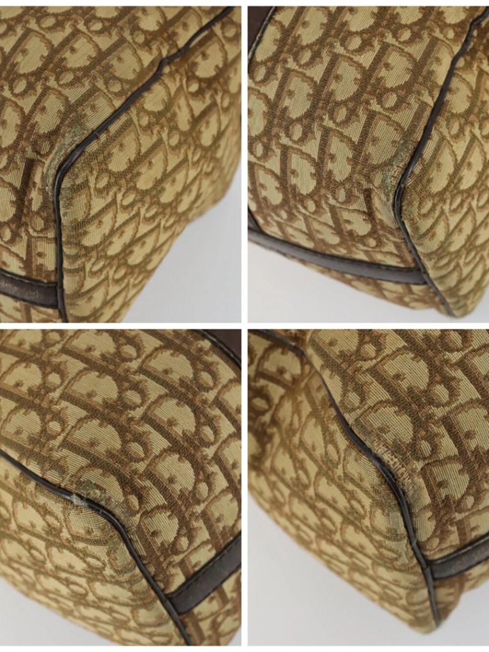 Christian Dior Trotter Canvas Boston Bag Beige Gold Auth 154736 - Picture 16 of 16